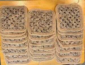 Granny Squares 22 Brown Variegated Blanket Shawl Ready to Make Crochet 6"x6"